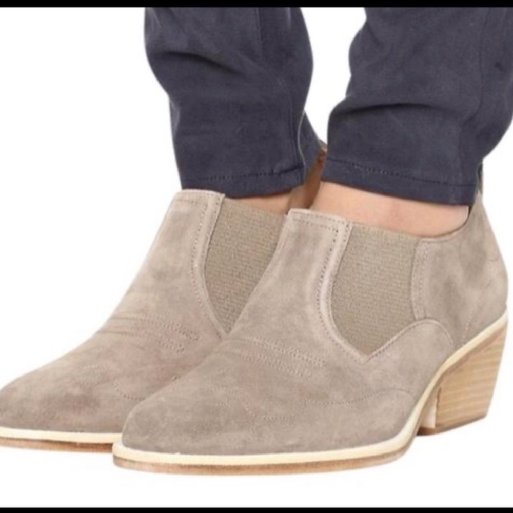 rag & bone Finlay stone colored suede cowboy western ankle bootie sz 37 or US 7